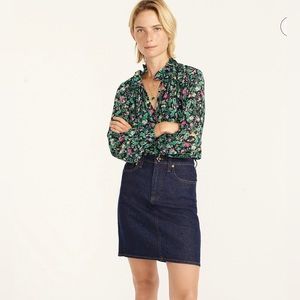 J. Crew Drapy Tie-neck Ruffle Top in Winter Garden Floral - Size S.